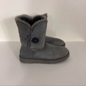 UGG Grey Bailey Button Fur Lined Boots